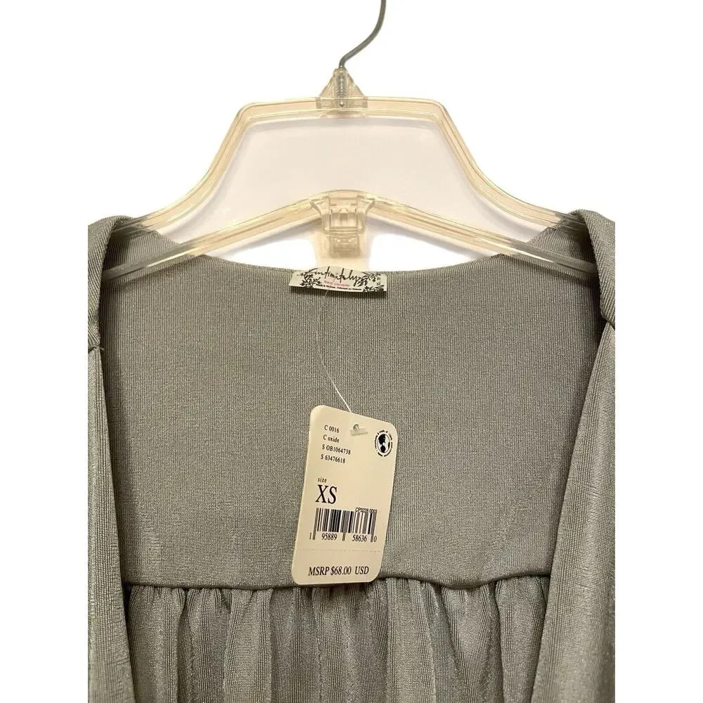 Free People Turnt One Piece Thong Bodysuit Women Size XS Deep Plunge Gray NWT‎